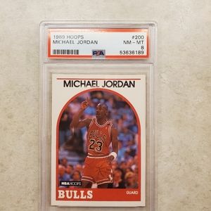 MICHAEL JORDAN PSA Graded 1989 HOOPS #200 NM-MT 8 basketball card.